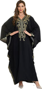 RanRui Women's Embroidered Kaftan Dresses Beach Blouse Cotton Gold Embroidery Holiday Robe Plus Size Caftans Kaftan Dress