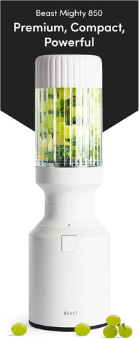 Beast Mighty 850 Plus | Premium Compact Personal Blender | Smoothies, Shakes, Dressings, Sauces | Blends Ice and Frozen Fruit | New XL Vessel | Extra Vessels, Lids and Straws | 850W (Carbon Black)