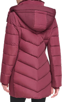 Calvin Klein womens Long Chevron Bib-front Light-weight Jacket