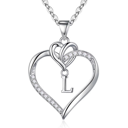 STORUP Heart Initial Necklaces for Women Girls, 14K-Gold-Plated Initial A-Z Heart Necklaces for Teen Girl Jewelry Birthday Gifts for Girls Women Her Wife Mom