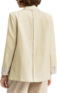 Mina Self 2025 Women's Casual Blazer Fall - Double Breasted Full-Lined Stripe Lightweight Fashion Work Office Jacket Pockets