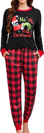 difficort Womens Christmas Pajamas Long Sleeve Pj Set Soft Plaid Pants Sleepwear with Pockets
