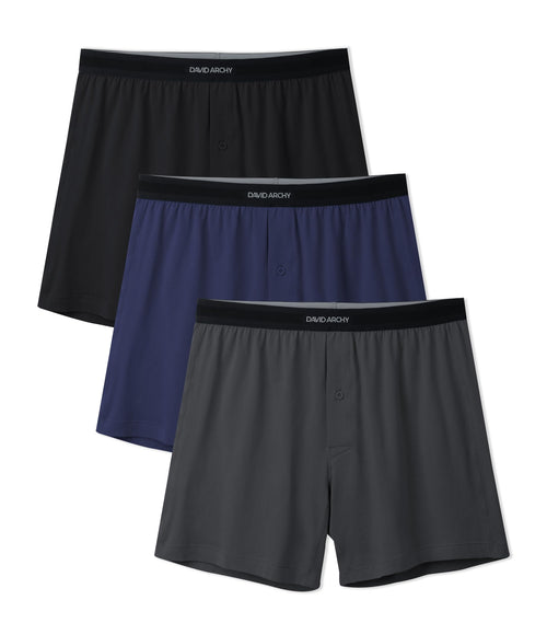 DAVID ARCHY Combed Cotton Boxers for Men Soft Underwear Mens Boxers Knit Boxer Shorts for Men Pack