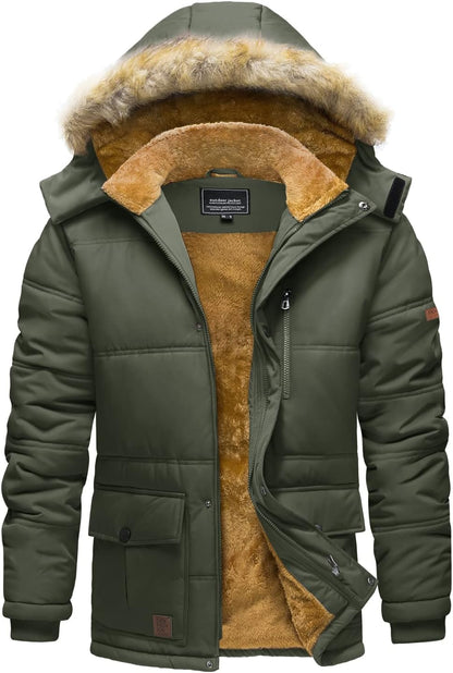 7DAY'S Men's Winter Jacket with Hood Water Repellent Windproof Thicken Parka Winter Coat