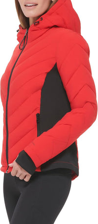 Calvin Klein Women's Scuba Side Panel and Sleeve Detail Adjustable Hood Zip Pocketspuffer