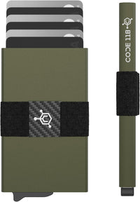 CODE 118 Wallet - Premium Automatic Smart Wallet, RFID Blocking, Pop Up Mens Minimalist Metal Wallet, 6061-T6 Aerospace-Grade Aluminum, Genuine 3K Carbon Fiber (Classic, Slate Grey)