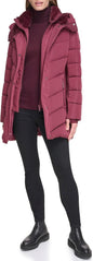 Calvin Klein womens Long Chevron Bib-front Light-weight Jacket