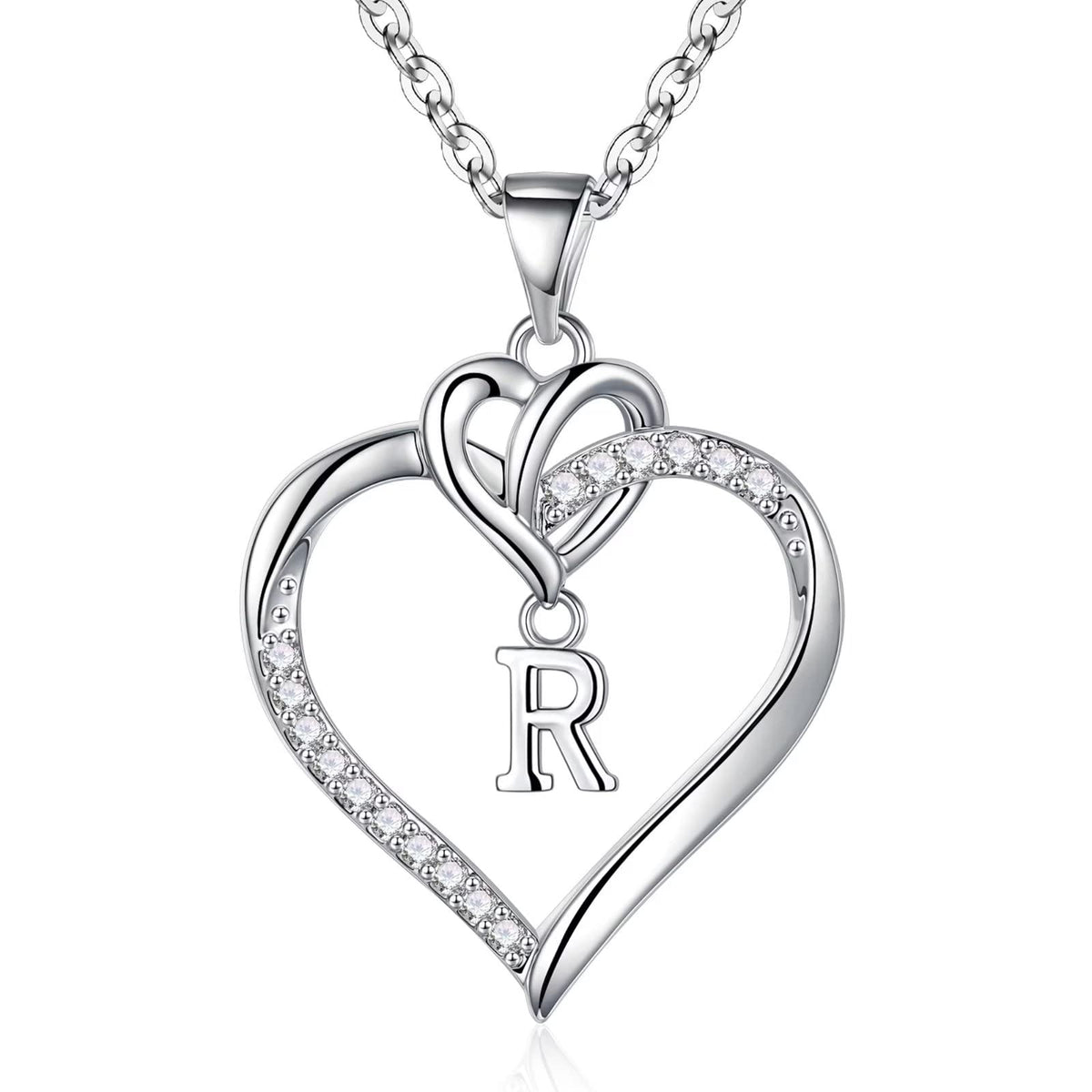 STORUP Heart Initial Necklaces for Women Girls, 14K-Gold-Plated Initial A-Z Heart Necklaces for Teen Girl Jewelry Birthday Gifts for Girls Women Her Wife Mom