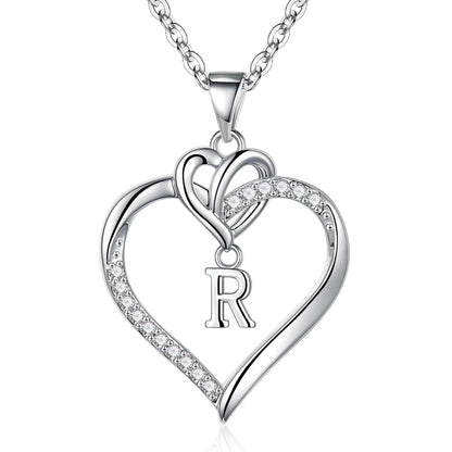 STORUP Heart Initial Necklaces for Women Girls, 14K-Gold-Plated Initial A-Z Heart Necklaces for Teen Girl Jewelry Birthday Gifts for Girls Women Her Wife Mom
