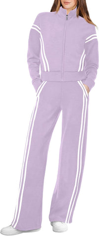 XIEERDUO Lounge Sets for Women 2025 Sweatsuit 2 Piece Outfits Sweatshirt Wide Leg Sweatpant Tracksuit Matching Set