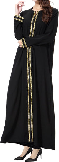 WSPLYSPJY Embroidered Abaya Muslim Dresses for Women Maxi Long Sleeve Prayer Clothes Middle Eastern Kaftans