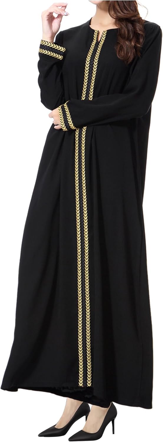WSPLYSPJY Embroidered Abaya Muslim Dresses for Women Maxi Long Sleeve Prayer Clothes Middle Eastern Kaftans
