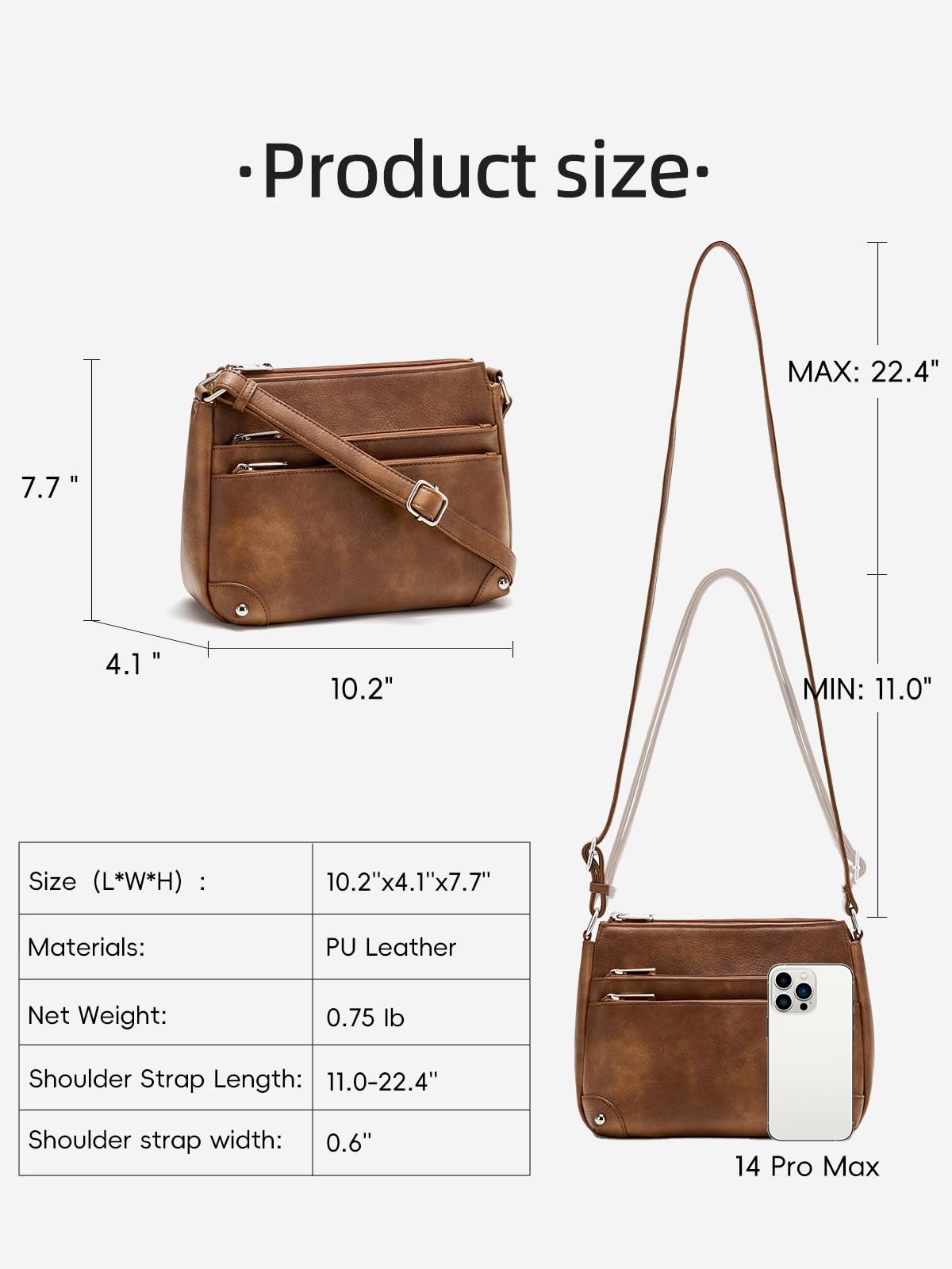 WESTBRONCO Crossbody Bags for Women, Medium Size Shoulder Handbags, Satchel Purse with Multi Zipper Pocket