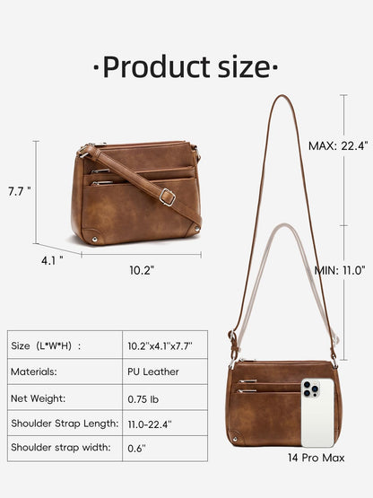 WESTBRONCO Crossbody Bags for Women, Medium Size Shoulder Handbags, Satchel Purse with Multi Zipper Pocket