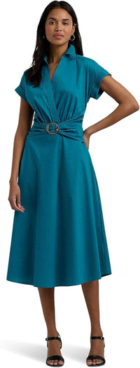 Lauren Ralph Lauren Women's Stretch-Cotton Blend Surplice Dress