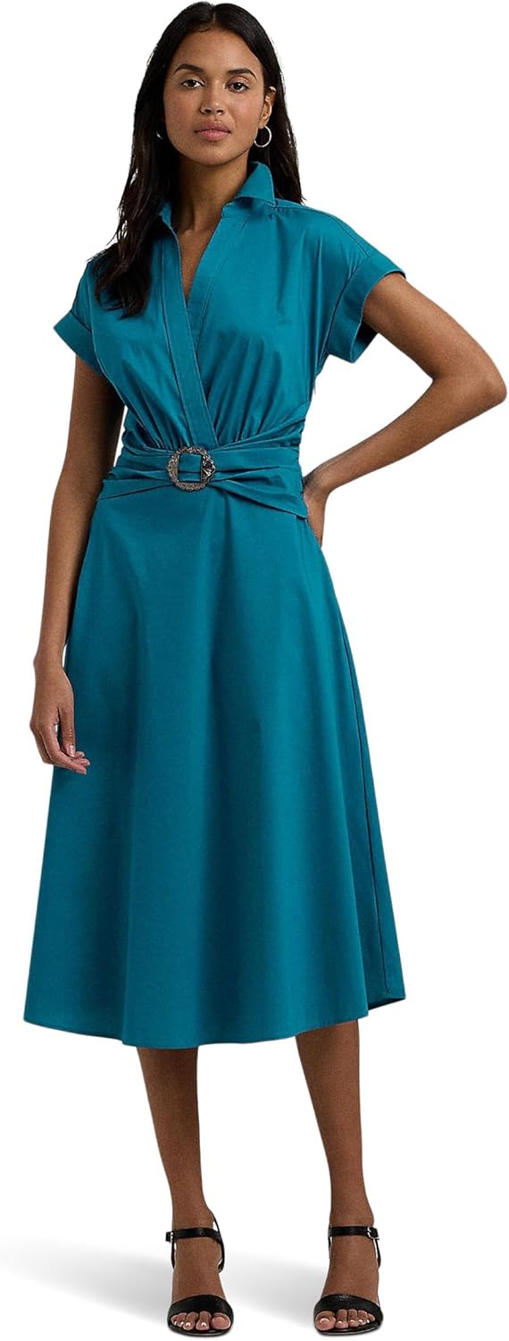 Lauren Ralph Lauren Women's Stretch-Cotton Blend Surplice Dress