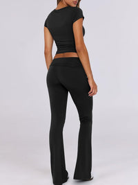 ANRABESS Lounge Sets for Women 2 Piece Foldover Yoga Flare Leggings Pants Crop Tops Casual Y2K Outfits Matching Tracksuit Set