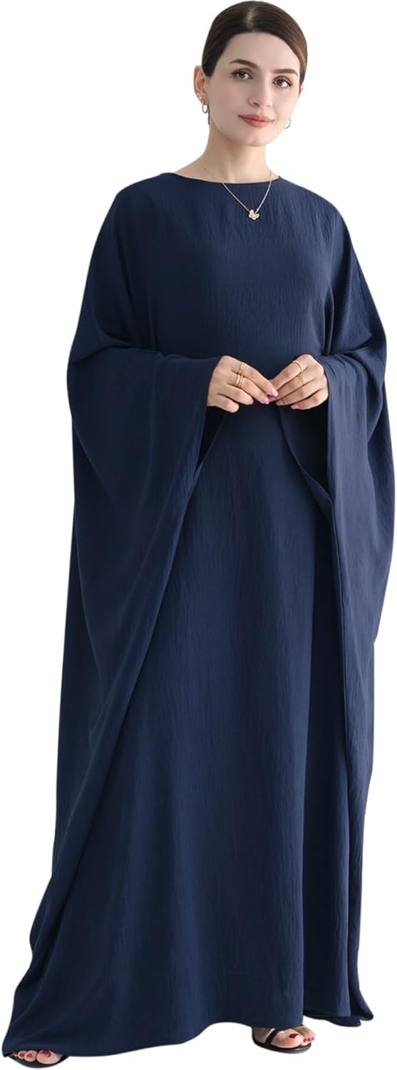Women Muslim Abaya Dress 1Piece Bat Sleeve Islamic Maxi Robe Fashion Jilbab for Women Eid Kaftan Muslim Robe