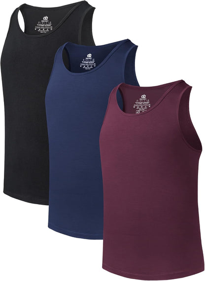 DAVID ARCHY Men's Tank Top Bamboo Rayon Undershirts Tank Shirt Moisture-Wicking A-Shirt for Men, 3 or 5 Pack