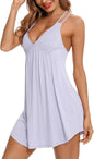 Samring Sexy Lingerie Sleepwear for Women Chemises V-Neck Full Slip Babydoll Nightgown Dress S-XXL