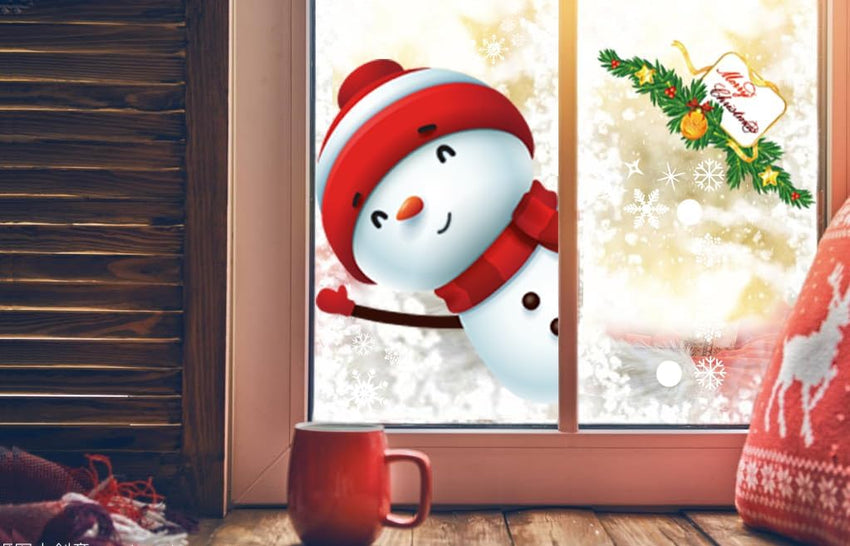 130PCS Christmas decoratives Window Stickers, Holiday Snowflake Santa Claus Reindeer Stickers