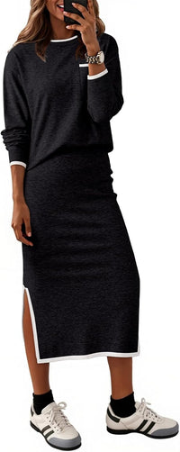 Dokotoo 2 Piece Skirts Sets For Women Fall Fashion 2025 Sweater Dress Knit Lounge Travel Outfits Winter Clothing