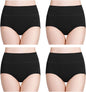 wirarpa Women's Cotton Underwear High Waisted Ladies Panties Full Coverage Briefs 4 Pack (Regular & Plus Size)