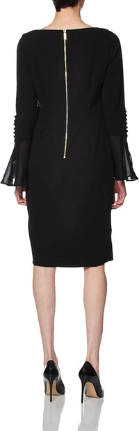 Calvin Klein Womens Long Sleeve Workwear Scuba Crepe Sheath Dress