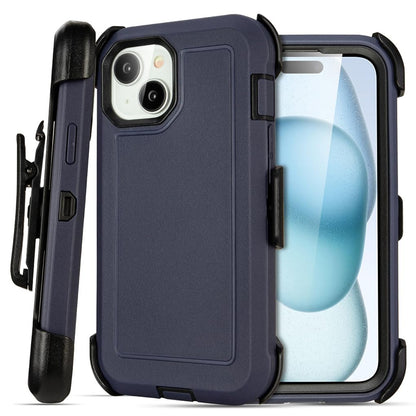 Shockproof Case for iPhone 16 Plus, Heavy Duty, Anti-Drop, 3 Layers, Grey with Belt Clip