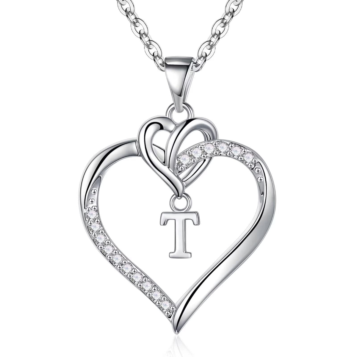 STORUP Heart Initial Necklaces for Women Girls, 14K-Gold-Plated Initial A-Z Heart Necklaces for Teen Girl Jewelry Birthday Gifts for Girls Women Her Wife Mom