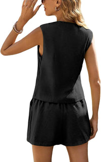 Mina Self Linen Vest Tops for Women Summer Lihtweight Breathable V-Neck Button Fashion Casual Work Beach Vacation Outerwear
