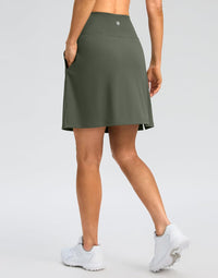SANTINY 18" Skorts for Women 3 Pockets High Waist Long Athletic Tennis Skirt Golf Skort for Casual Summer Travel