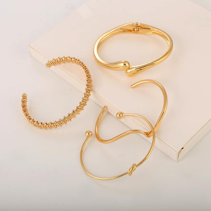 ILGANT Gold Bangle Bracelets for Women Gold Plated Chunky Cuff Bangle Bracelet Stackable Multi Layer Bangles Fashion Jewelry Set