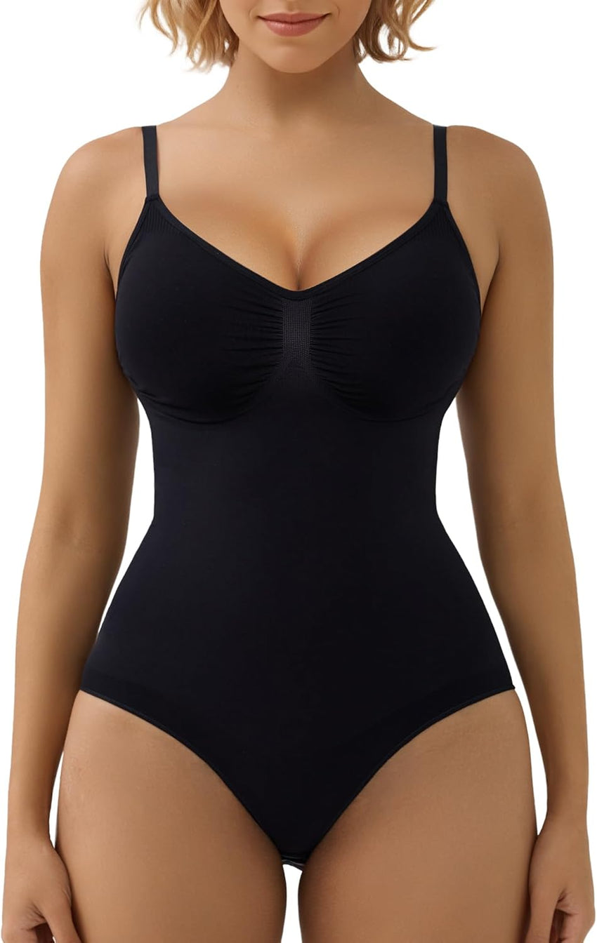 SHAPERX Women's Seamless Shapewear Bodysuit Tummy Control Body Shaper Waist Snatching Body Suit