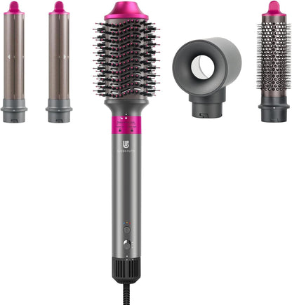 Hair Dryer Brush Air Styler: Dual Voltage 7 in 1 Ionic Multi Styling Tools with Hot Air Straightener, Auto Wrap Curlers, Frizz-Free Volumizer, Fast Blow Drying Curling Straightening and Smoothing