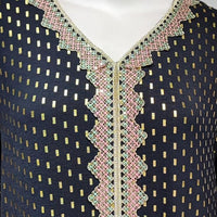 Boedaty Women Summer Muslim Abaya Dress One-Piece Embroidered V Neck Bronzing Kaftan Dress Full Length Party Dress