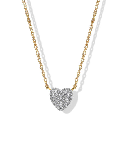 PAVOI 14K Gold Plated Cubic Zirconia Heart Necklace | Cute Dainty Love Pendant Necklaces for Women - Valentines Day Trendy Jewelry