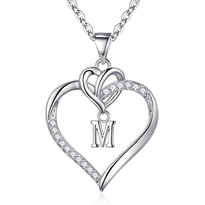 STORUP Heart Initial Necklaces for Women Girls, 14K-Gold-Plated Initial A-Z Heart Necklaces for Teen Girl Jewelry Birthday Gifts for Girls Women Her Wife Mom