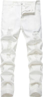 Boy's Skinny Fit Ripped Destroyed Distressed Stretch Slim Jeans Pants