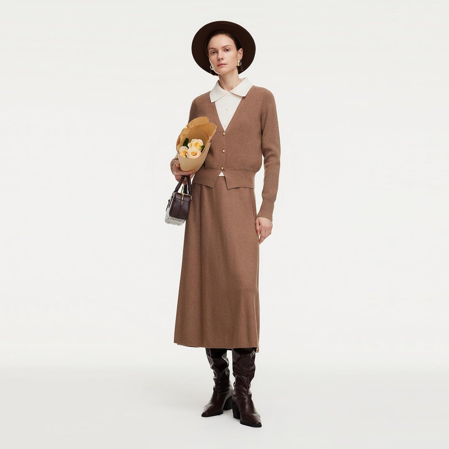 GOELIA Fall Skirt Sets Women 2 Piece Outfits Knit Pullover Sweater Top and Sweater Midi Skirts Going Out Winter Clothing