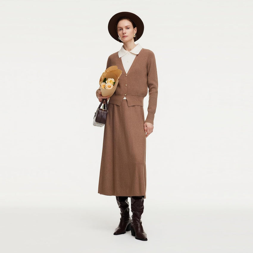 GOELIA Fall Skirt Sets Women 2 Piece Outfits Knit Pullover Sweater Top and Sweater Midi Skirts Going Out Winter Clothing