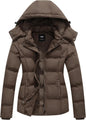 GGleaf Women's Winter Coats Quilted Puffer Jacket Warm Snow Coat with Removable Hood