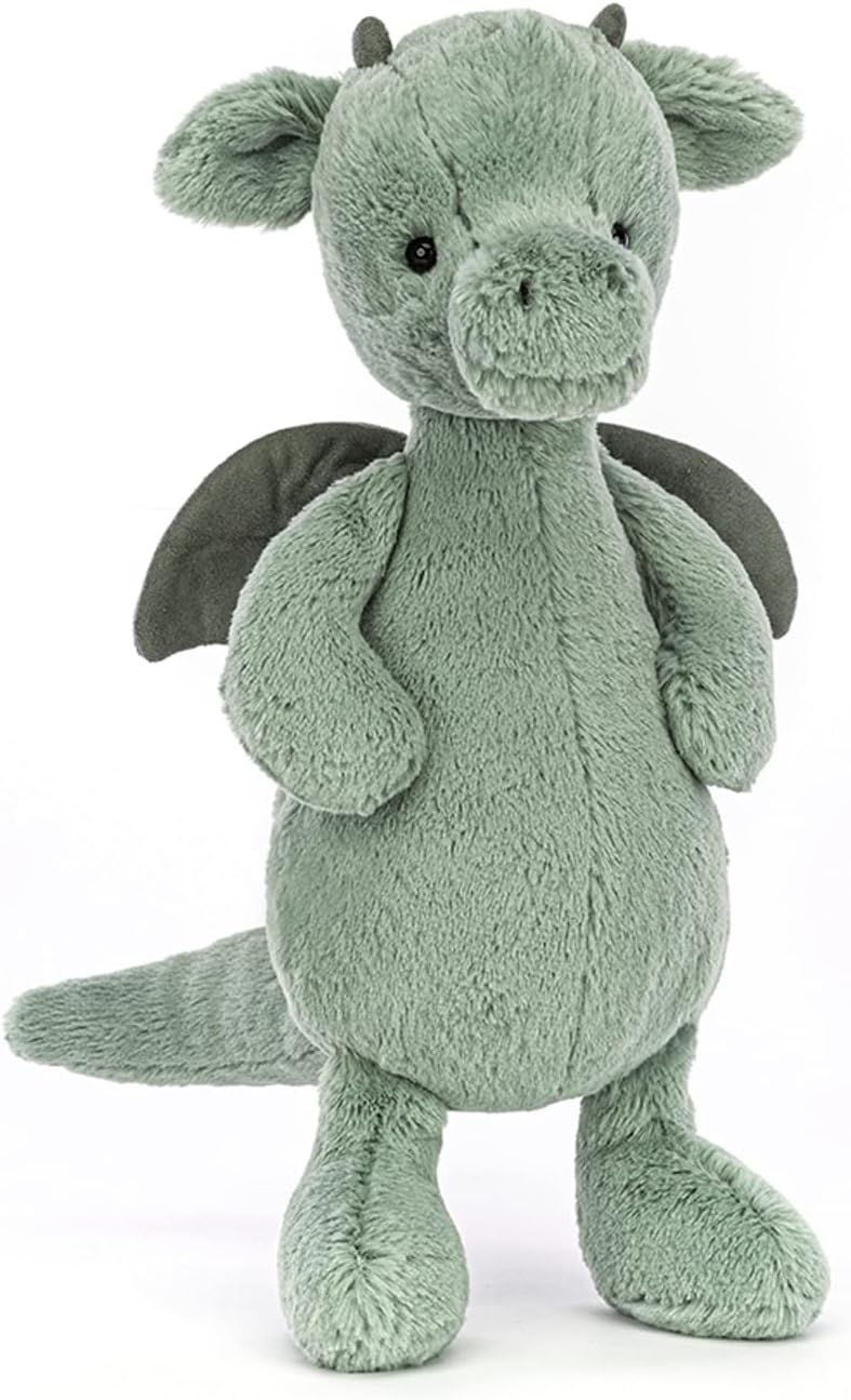Jellycat Bashful Dragon Stuffed Animal, Medium 12 inches - Mythical Plush Toy - Classic Children's Gift