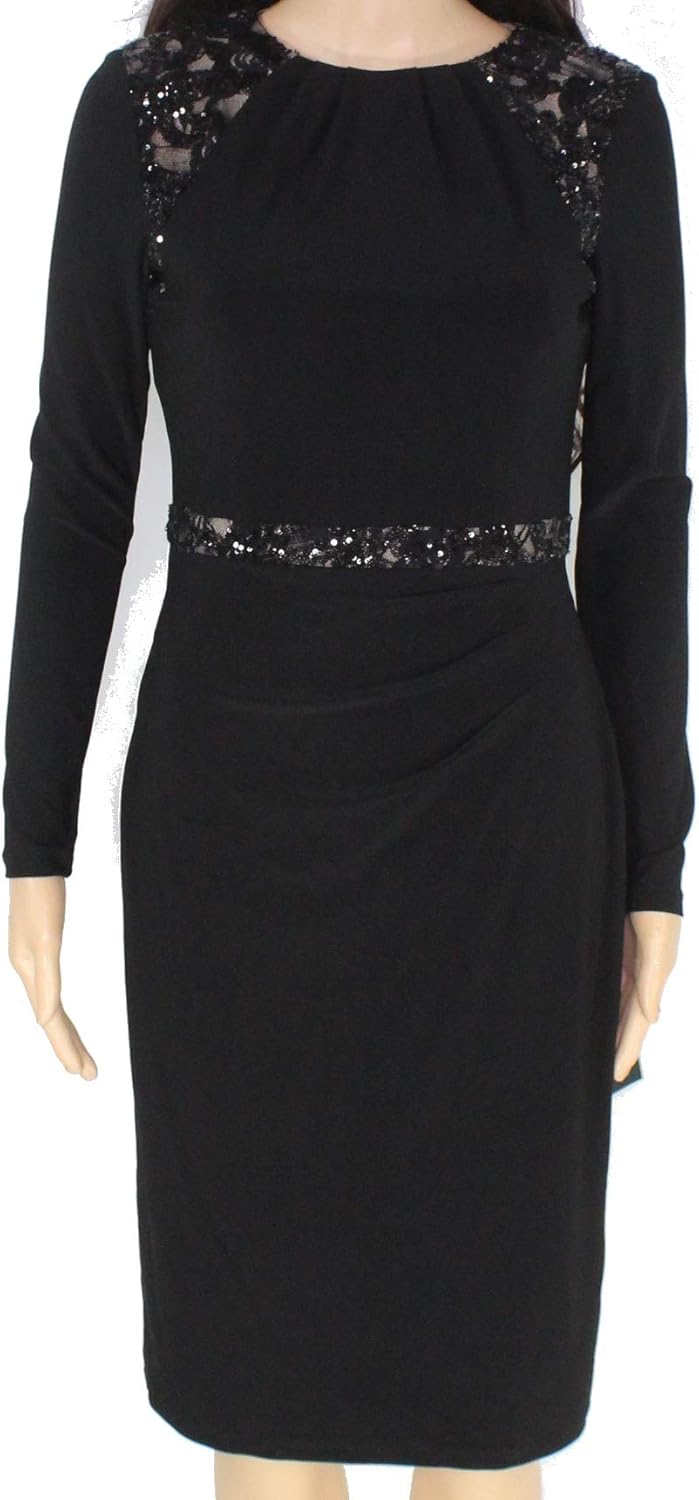 LAUREN RALPH LAUREN Sharie Women's Sequined Cocktail Dress Black Size 12