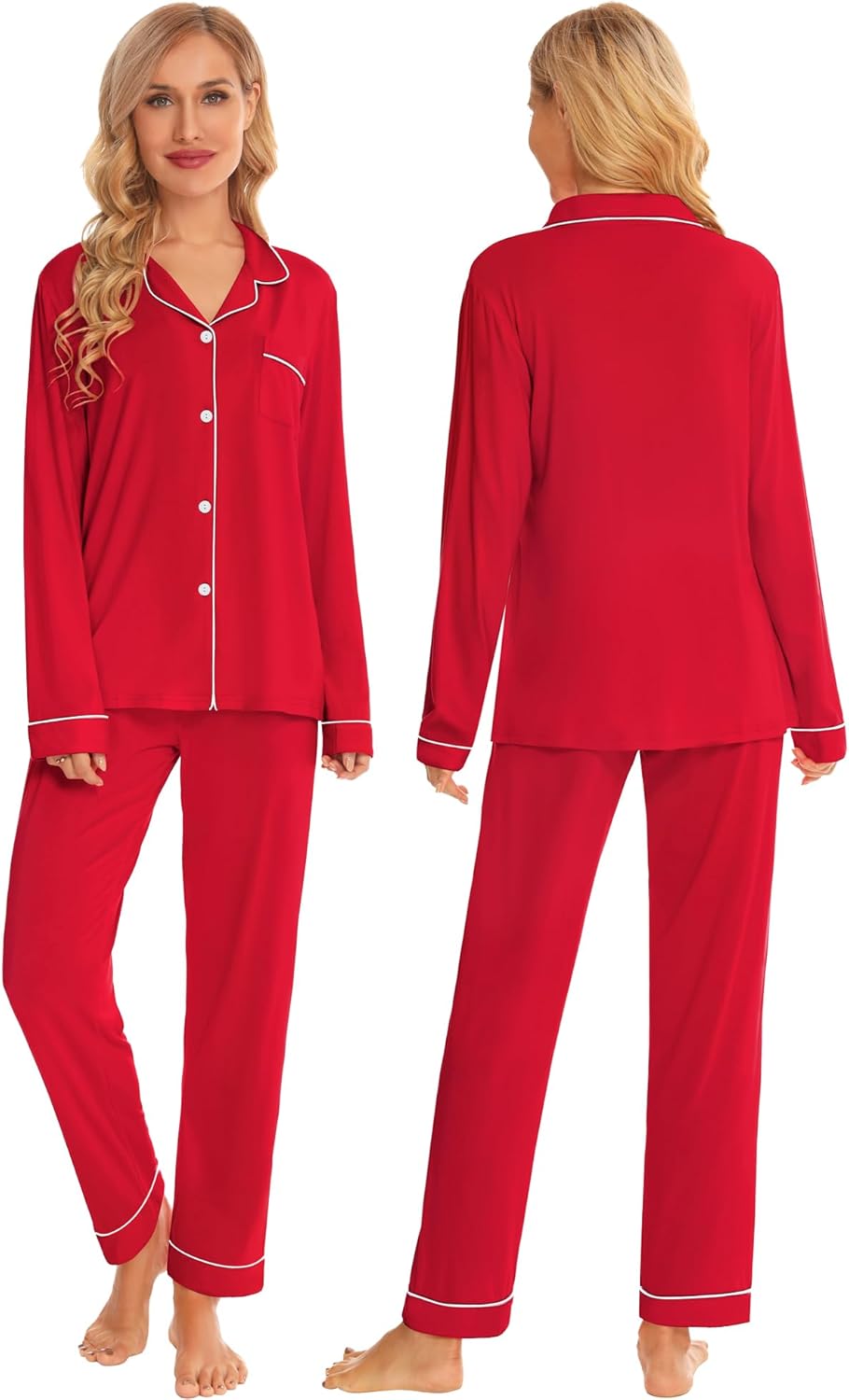 SWOMOG Family Christmas Pajamas Set Women & Men & Kids Long Sleeve Pj Set Party Sleepwear Button-Down Loungewear Set