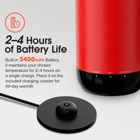 VSITOO S5 heated travel mug,16oz, Auto-Sensing AI Heats Drinks To 120-150°F Hands-Free. Temperature Control for All Cars, Perfect for Home/Office/Travel/Outdoor, Ideal Gift for Coffee Lovers - Red