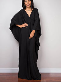 RanRui Caftans for Women Solid Color Chiffon Plus Size Kaftan Dresses Beach Cover Up V Neck Batwing Sleeve Caftans Loungewear