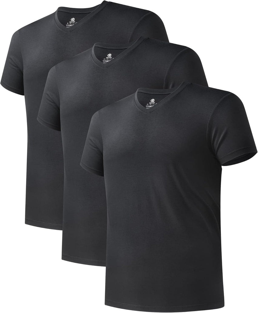DAVID ARCHY Men's Undershirt Bamboo Rayon Moisture-Wicking V-Neck T-Shirts Stretch Tees for Men, 3 or 5 Pack