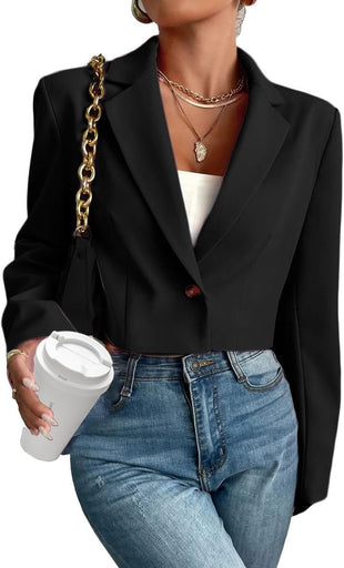 Mina Self Women's 2025 Summer Cropped Blazer Jacket Lightweight Casual Eleglant Fully-Lined Fashion Work Office Blazers