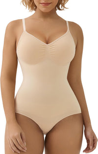 SHAPERX Women's Seamless Shapewear Bodysuit Tummy Control Body Shaper Waist Snatching Body Suit